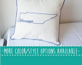 Tennessee State Embroidered Decorative Throw Pillow Cover, United States Tennessee Nashville Knoxville Memphis University UT Gift