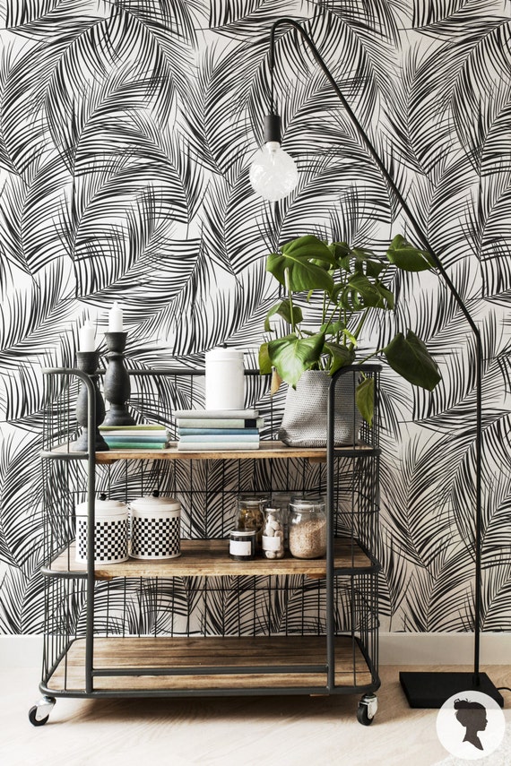 Palm leaves removable wallpaper self adhesive peel and stick