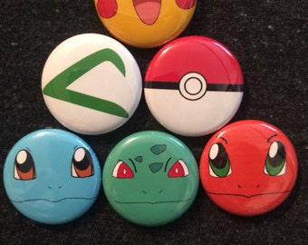 Pokemon inspired 1 inch pins! Perfect for park bags, lanyards, and jackets!