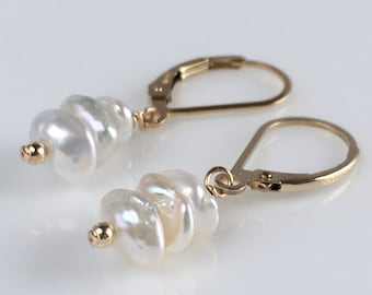 Bridal Earrings 2017 - Freshwater Pearl Earrings - Keshi Pearl Earrings - Available in Gold, Silver and Rose Gold