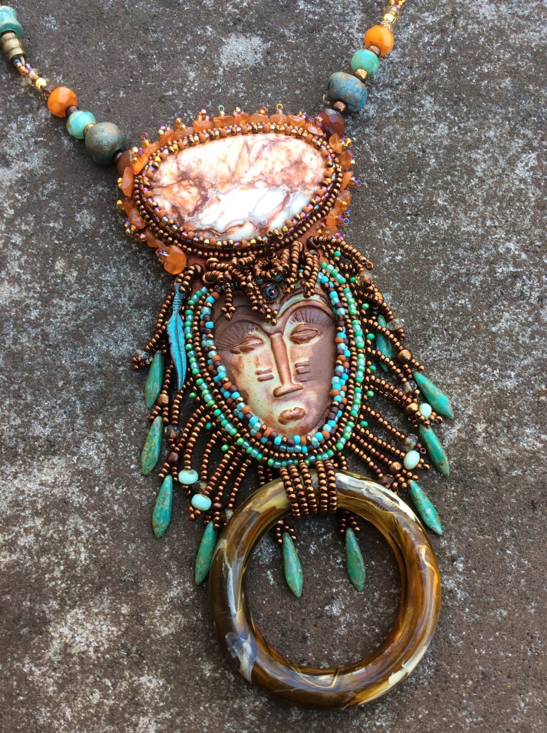 Tonga Gemstone Necklace Jewelry Art Eyeglass Holder