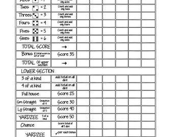 Top Yardzee Score Card Printable Mason Website