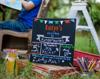 First day of school sign - Personalized chalkboard sign - First day of school Chalkboard - Reusable Chalkboard school sign - Boy Colors