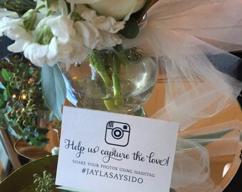 Wedding Hashtag Sign, Hashtag Sign, Small, Cocktail Table Sign, Fun Reception Decor, Capture the Love, Printed, Hashtag, Place Card