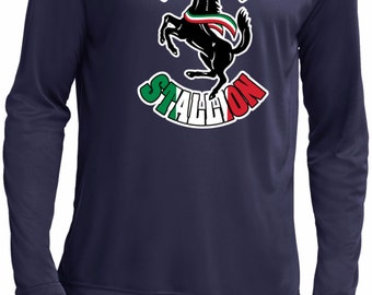 Italian Stallion Men's Moisture Wicking Long Sleeve Tee T-Shirt-STALLION-ST350LS