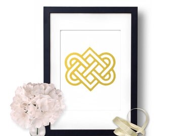 Celtic Knot, Gold Foil Art, Gold foil Print, Celtic Home Decor, knot, celtic, lovers knot