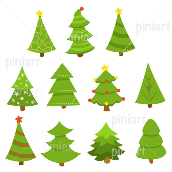 Pine Tree Set / Royalty Free Vector Art / Instant Download