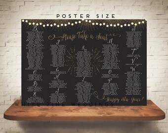 PRINTABLE Wedding Seating Sign, New Years Eve Wedding, Hollywood Glam, Art Deco Wedding, Gold & Black sign, Winter Wedding, Gold Wedding