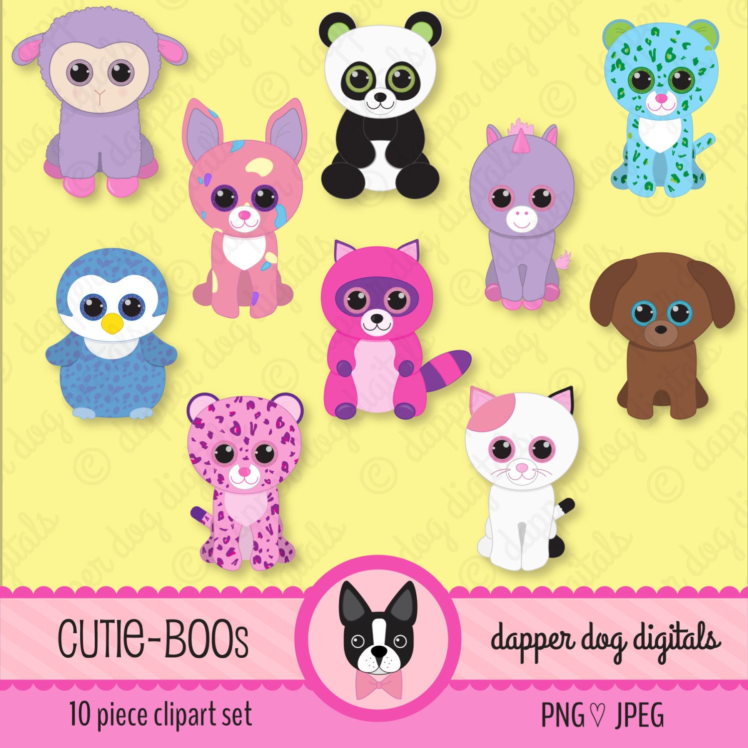 Download Beanie Boo's Clipart Set Glitter Eyes Commercial Use