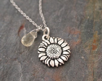 Citrine and Sunflower Necklace