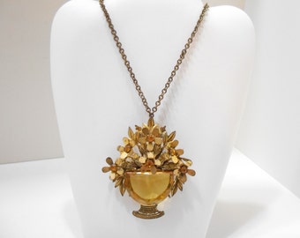 Vintage Citrine Crystal Pendant Necklace/Brooch (1239)