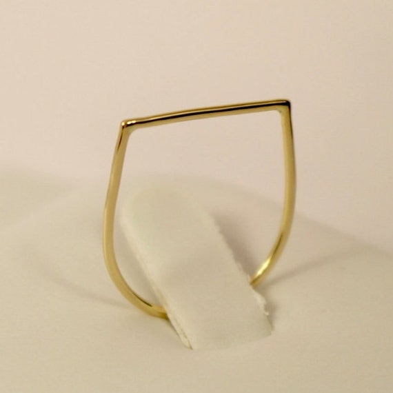 14k gold square ring 14k geometric ring 14k knuckle ring