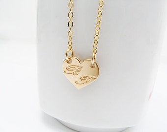 Heart initial necklace. Gold initial necklace. Personalized Necklace, Letter necklace. Gift for her, monogram jewelry, initial pendant