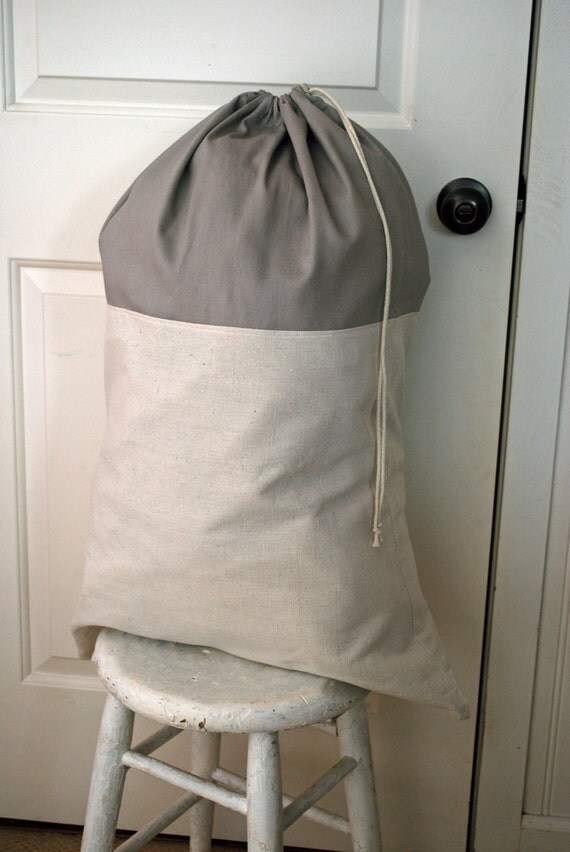 Laundry Bag Drawstring Canvas Gray