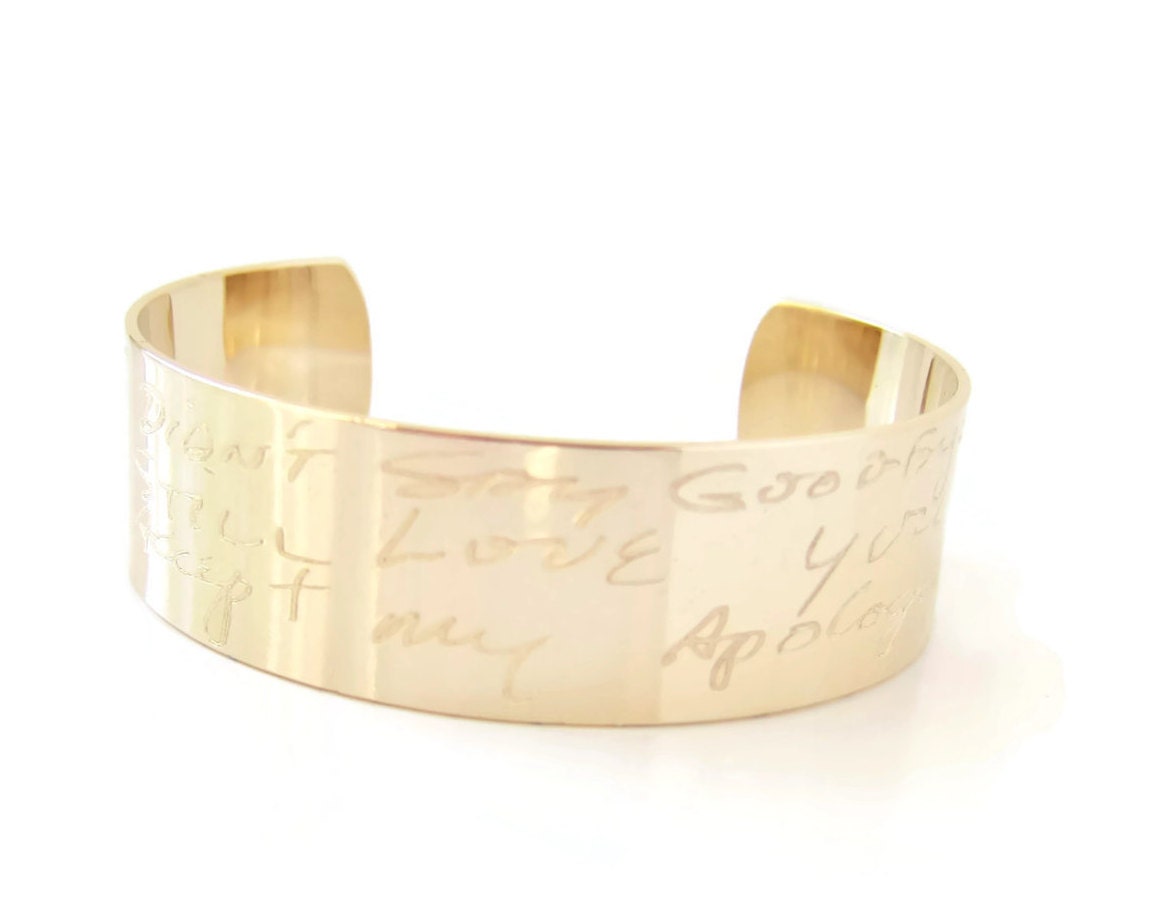 Handwriting Cuff Bracelet, Gold Signature Cuff Bracelet, Memorial Bracelet, Loved Ones Handwritten Jewelry, Personalized Jewelry, Christmas