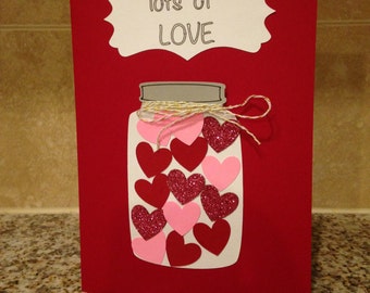 Lots of Love Handmade Greeting Card - Cricut Card - Blank Inside - Homemade Card