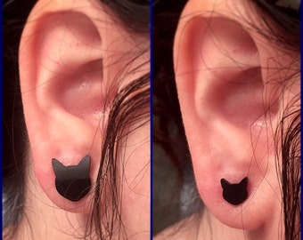 Cat Earrings, Tiny Cat Earrings, Black Cat Earrings, Cat Stud Earrings, Tiny Earrings, Cat Silhouette Earrings