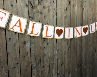 Fall In Love Banner, Falling In Love Banner, Fall Wedding Banner, Rustic Wedding Banner, Barn Wedding Banner, Wedding Signs