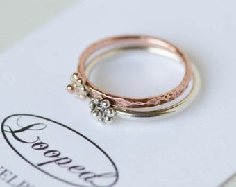 Floral Stacking Ring Flower Copper Stacking Ring