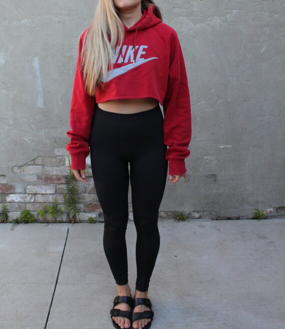 Nike Crop Sweater Hoodie Logo Red