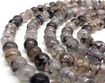 Dragon Vein Agate, Faceted Beads, 8mm Beads, Agate Beads, Gemstone Beads, Faceted Agate Beads, Faceted Gemstone, 8mm Gemstone Beads, Dragon