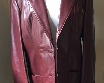 Vintage Burgundy Leather Jacket Etienne Aigner FALL Coat - 1970s Red Leather Coat - Soft Leather Designer Jacket - Oxblood Jacket