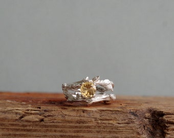 Citrine Ring Elvish Twig Ring Branch Ring Thorn Jewelry November Birthstone Gifts for her Fine Jewelry