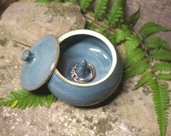 Blue Green Ring Jar Large~Ceramic Ring Cone~Jewelry Box~Anniversary, Wedding, or Engagement Gift~Gift for Her~RJ10930~ READY TO SHIP!
