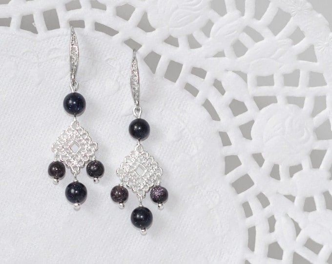 50% OFF Black sparkly earrings, Black chandelier earrings, Sparkly chandelier earrings, Sparkle earrings, Black glitter earrings