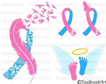 Pregnancy loss Ribbon Awareness zentangle feather bird flying Cutting Files SVG PNG EPS dxf ClipArt iron on heat transfer shirt decal 681C