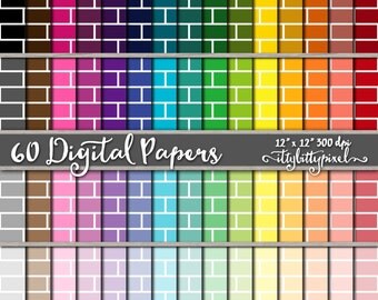 Brick Scrapbook Paper, Brick Scrapbooking Paper, Brick Digital Paper, Brick Texture Pattern Backgrounds, Lattice, Brick Paper, Brick Wall