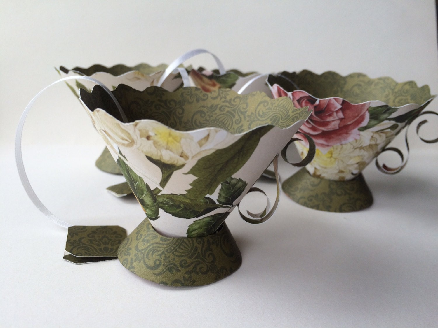 Paper tea cups birthday party favors bridal by MossflowerAbbey