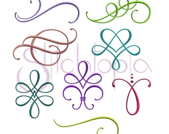 Grace Accent Set 25-32 - Swirly Curly Digital Machine Embroidery Designs