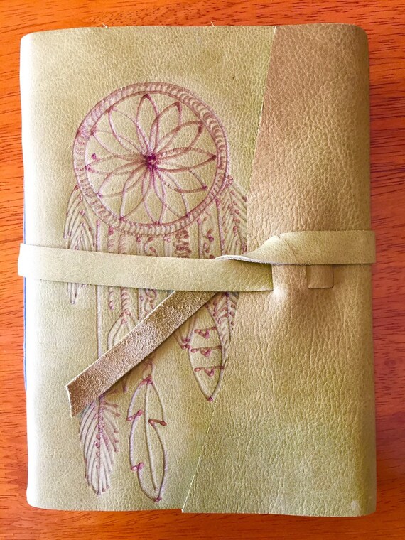 Dream Catcher Green Leather Journal By Wanderoften On Etsy