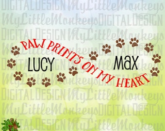 Paw Print SVG ~ Paw Prints on My Heart ~ Paw Infinity ~ Dog SVG ~ Dog Memorial Svg ~ Commercial Use SVG ~ Clip Art ~ Cut File eps dxf png