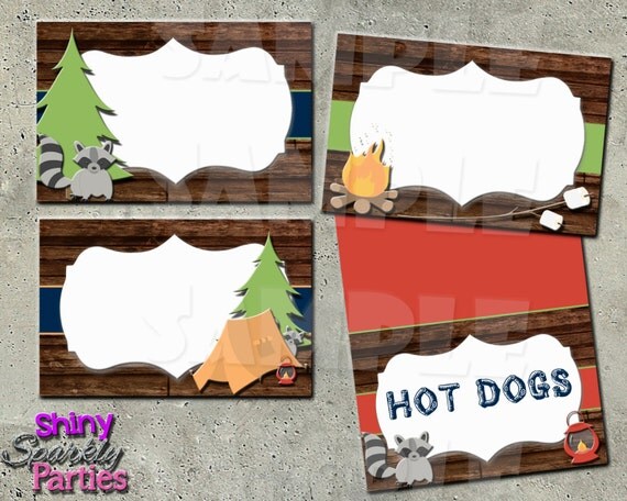 CAMPING FOOD LABELS Camping Birthday Camping Party CAMPING FOOD LABELS Camping Birthday Camping Party