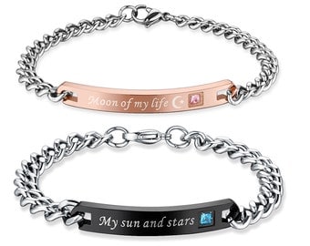 Game Of Thrones Jewelry "My sun and stars, Moon of my life" Stainless Steel Couple Bracelet (ONE Pair)