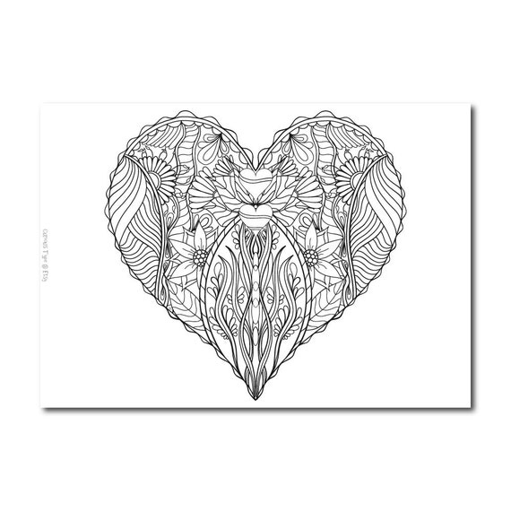 Inked Heart Colouring Page Vector PDF File.