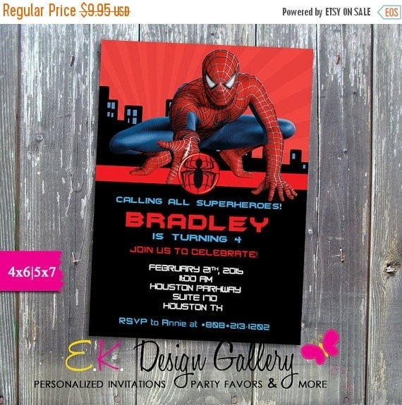 ON SALE Spiderman Birthday Party Peronalized by EKDesignGallery