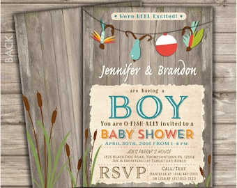 Fishing Baby Shower Invitations Boy Shower invites NV873