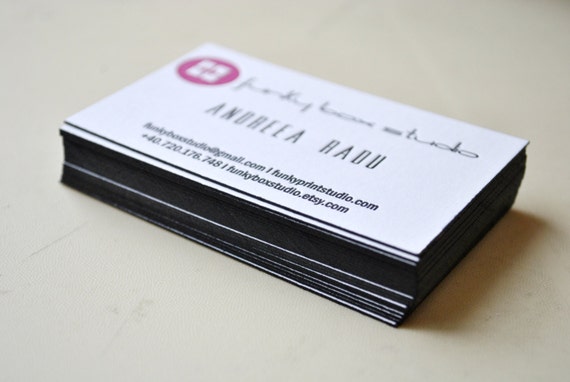 200 Custom Letterpress Business Cards 2 Ink Colors Edge