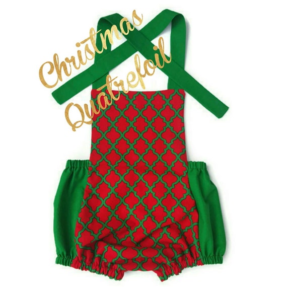 Christmas Quatrefoil Romper Holiday Romper Baby Romper Girl