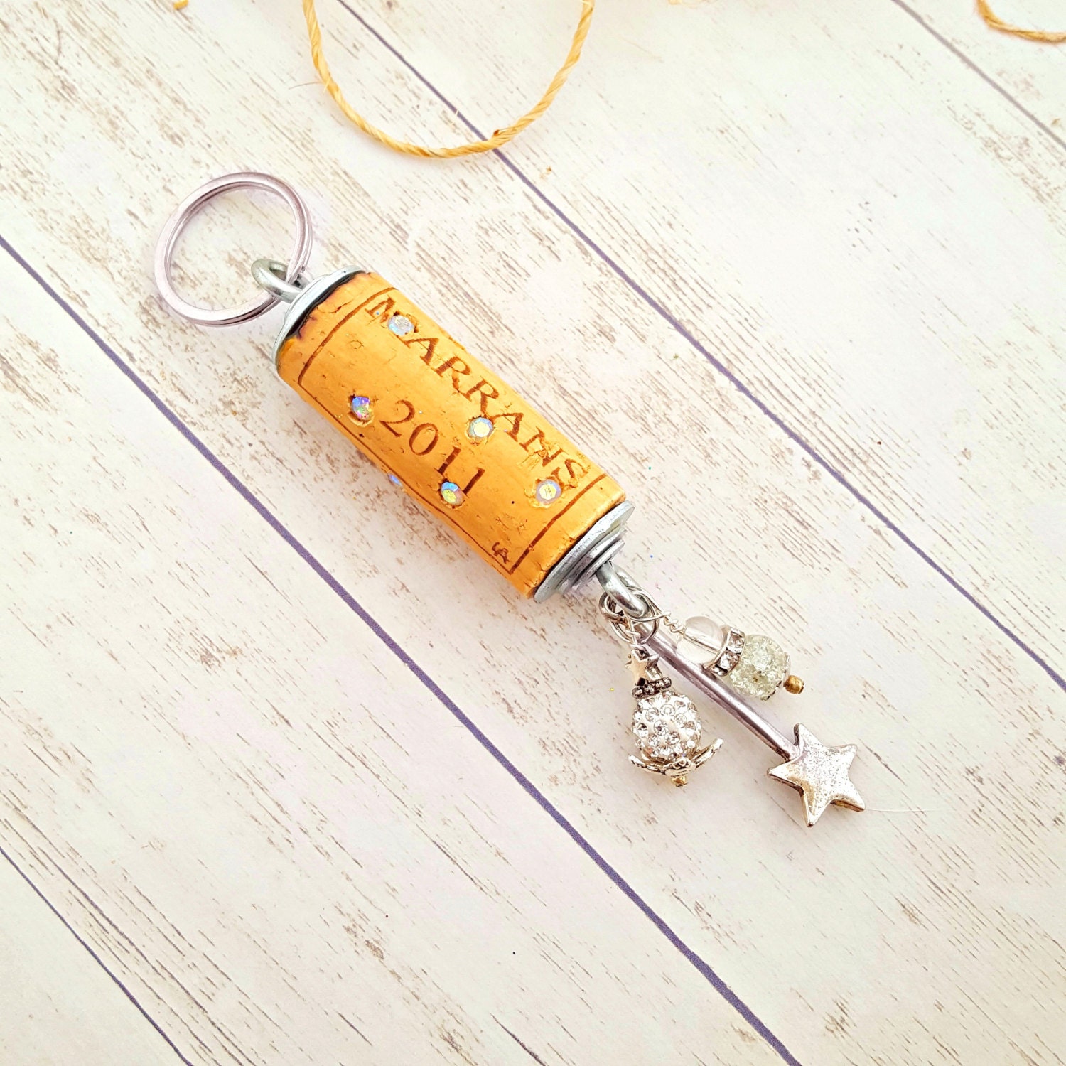 Fairytale Keychain Wine Cork Keychain Wand by RiverbendBraceletCo
