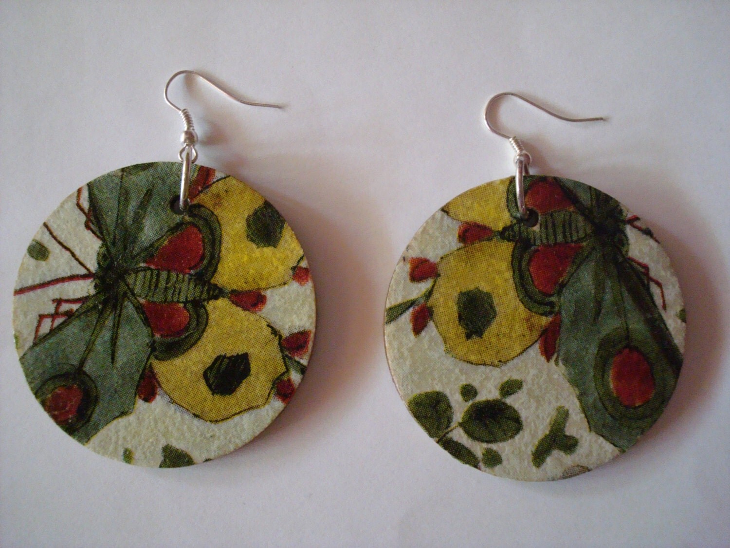 Wooden Decoupage EarringsBig Wooden EarringsArt by Valelval