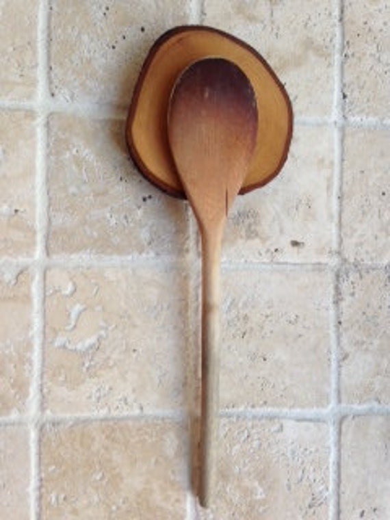 Wooden spoon rest rustic spoon stand laurel by ChickWithChainsaw