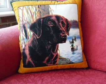 Hand Stitched Quilted Labrador Cushion Cover