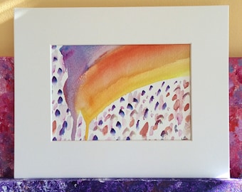 Rainbow Drip, an Original Watercolor Painting Mounted and Matted (8"x10")