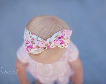 top knot headband - baby headband - knot baby head wrap - floral top knot headband - tie knot headband - headband - baby tie knot headwrap