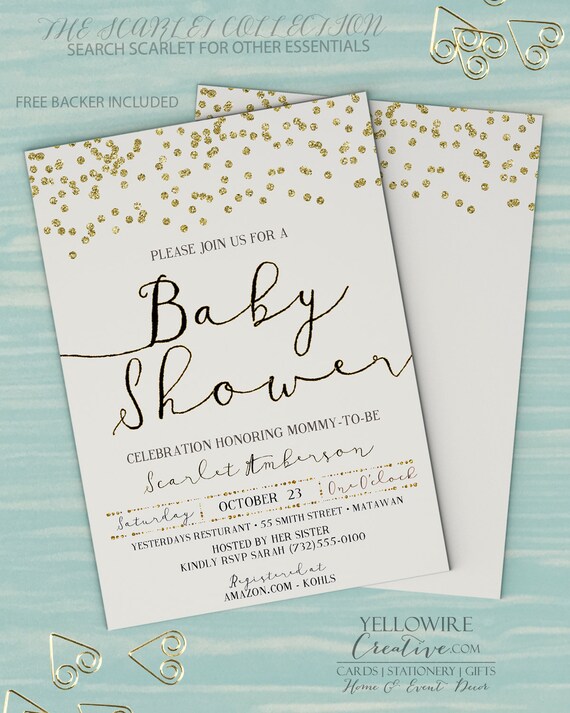 Baby Shower Invitation Pink and Gold Baby Shower Invite