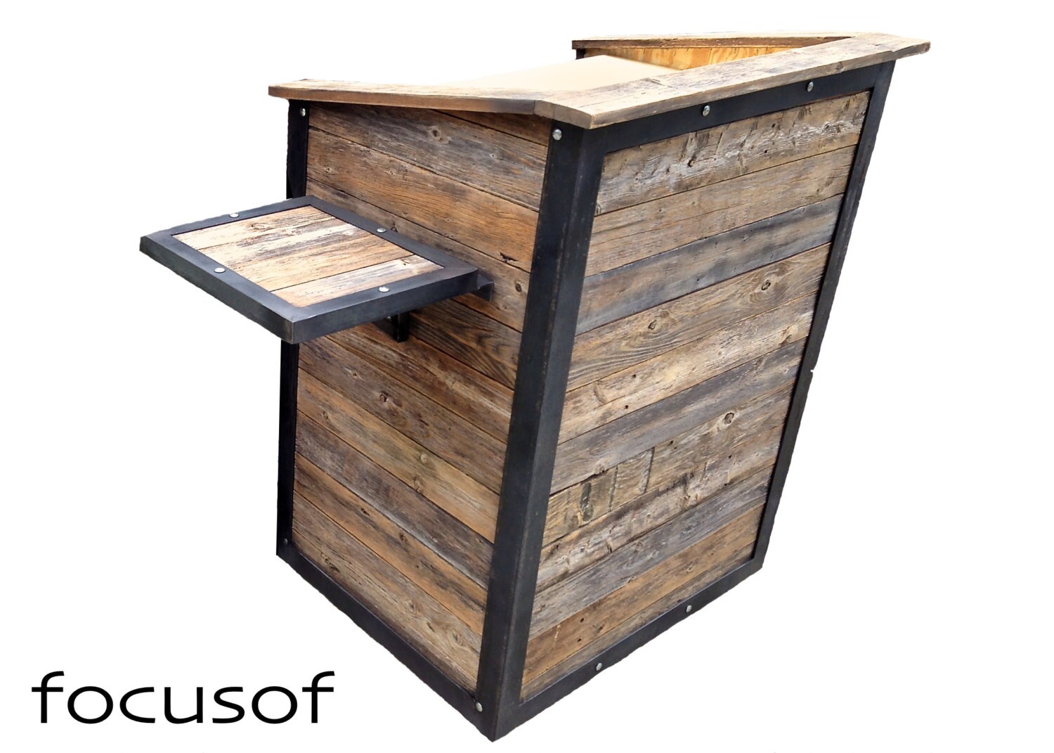 Reclaimed wood and steel Hostess stand/Kiosk/Podium